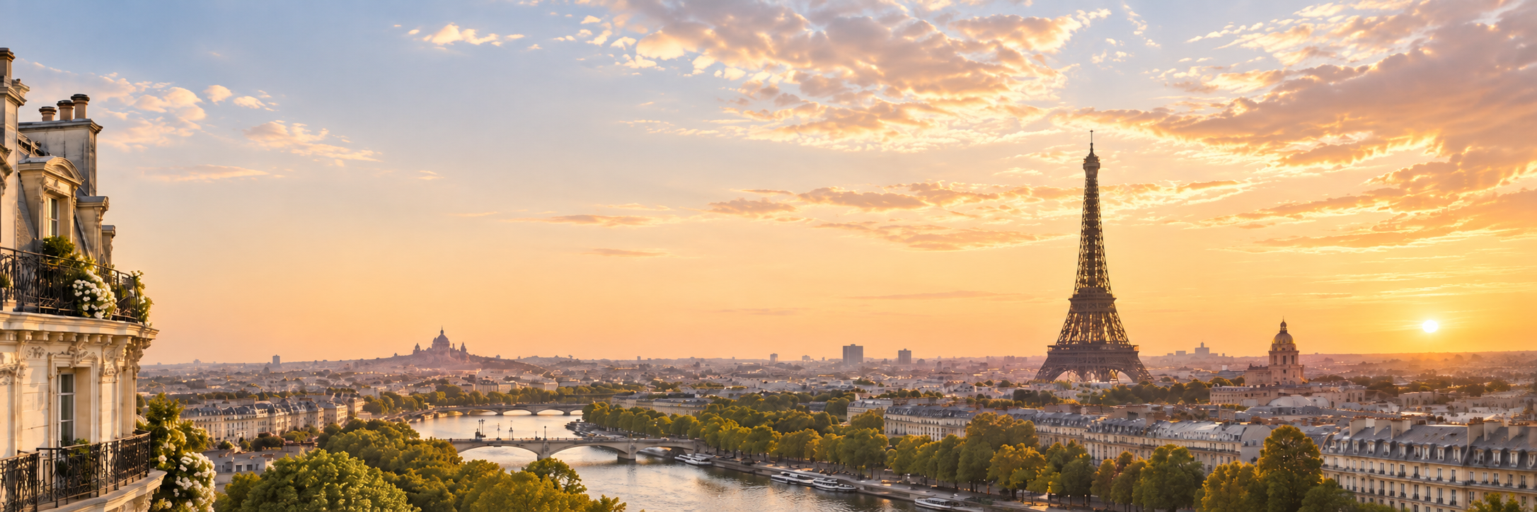 Vue panoramique de Paris avec la Tour Eiffel pour le Conservatoire du Maquillage